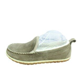 LL Bean Cement Suede Silp On Fleece Lined Mountain Mocassin Slippers Size 6 M